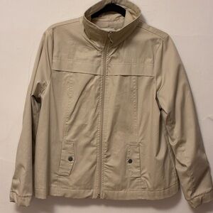 Lightweight Zip-Up Funnel Neck Windbreaker Jacket - Beige